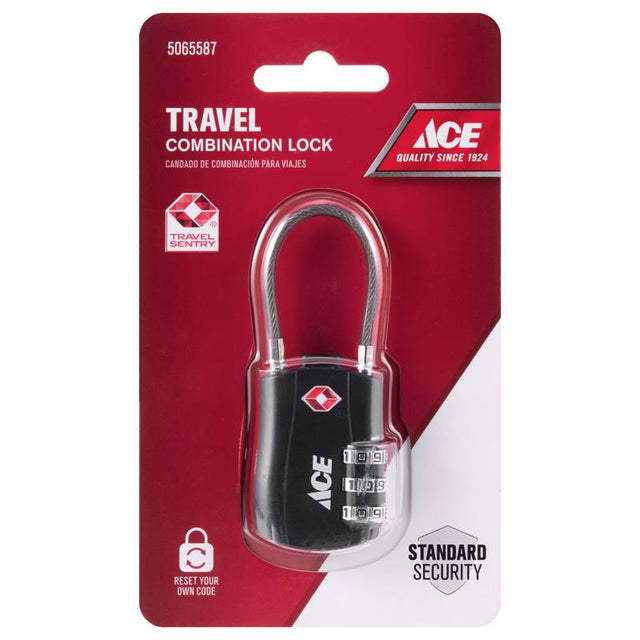 Ace 1-3/4 in. H X 1 in. W X 1/8 in. L Zinc Alloy 3-Dial Combination Luggage Lock