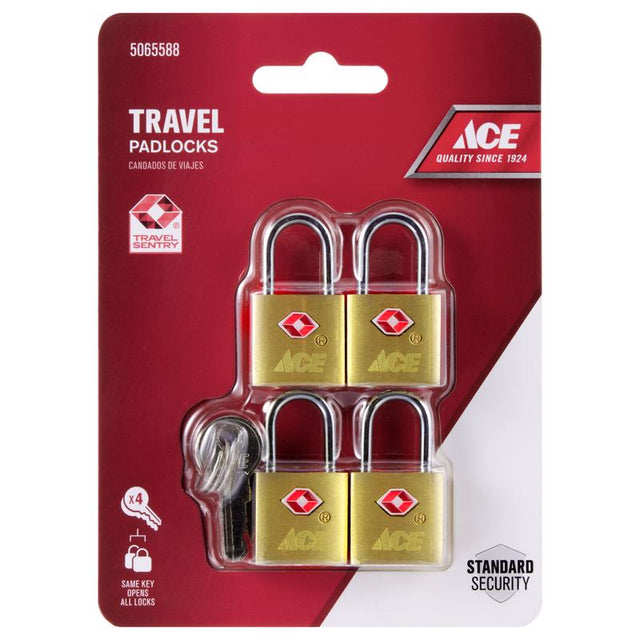 Ace 3/4 in. H X 3/4 in. W X 3/8 in. L Brass Key Luggage Lock