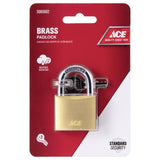 Ace 1-1/4 in. H X 1-1/2 in. W X 1/2 in. L Brass Double Locking Weather-Resistant Padlock