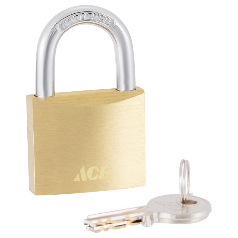 Ace 1-1/4 in. H X 1-1/2 in. W X 1/2 in. L Brass Double Locking Weather-Resistant Padlock