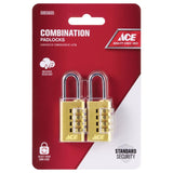 Ace 1-3/8 in. H X 3/4 in. W X 3/8 in. L Brass 4-Dial Combination Padlock