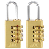 Ace 1-3/8 in. H X 3/4 in. W X 3/8 in. L Brass 4-Dial Combination Padlock