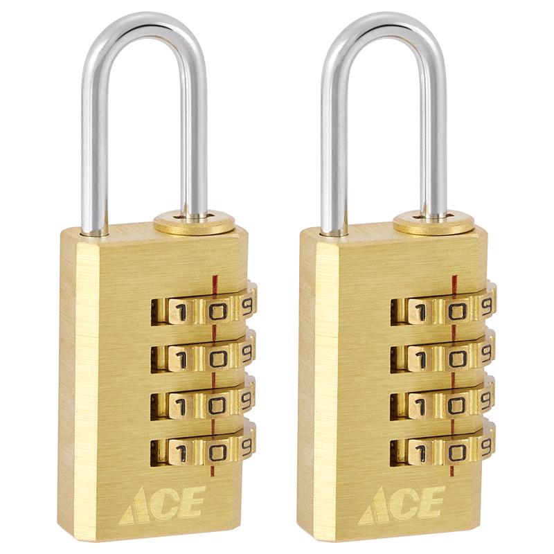 Ace 1-3/8 in. H X 3/4 in. W X 3/8 in. L Brass 4-Dial Combination Padlock