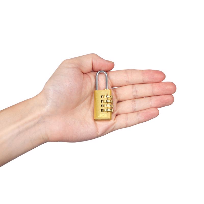 Ace 1-3/8 in. H X 3/4 in. W X 3/8 in. L Brass 4-Dial Combination Padlock