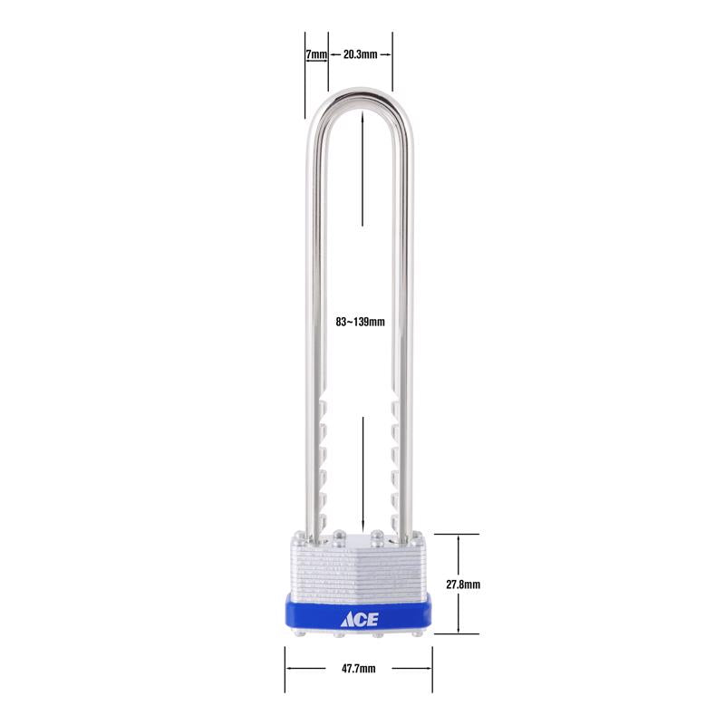 Ace 1-3/4 in. W Laminated Steel 4-Pin Tumbler Padlock