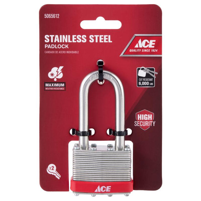Ace 1-5/16 in. H X 1-3/4 in. W X 1-1/16 in. L Stainless Steel 4-Pin Tumbler Weather-Resistant Padloc