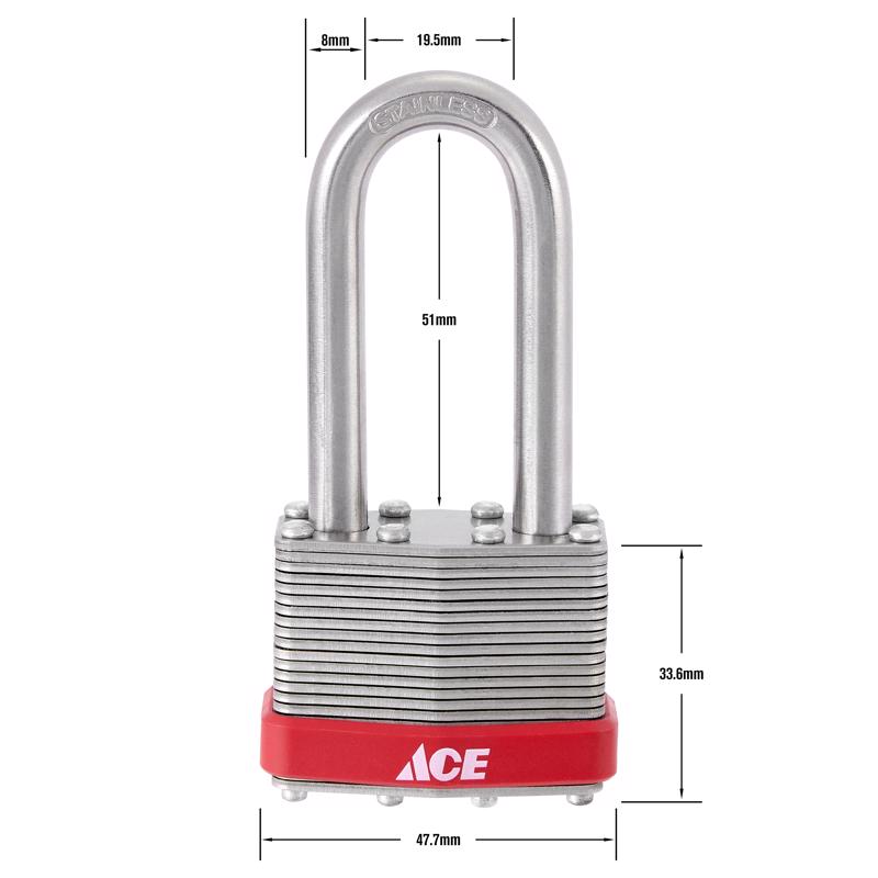 Ace 1-5/16 in. H X 1-3/4 in. W X 1-1/16 in. L Stainless Steel 4-Pin Tumbler Weather-Resistant Padloc