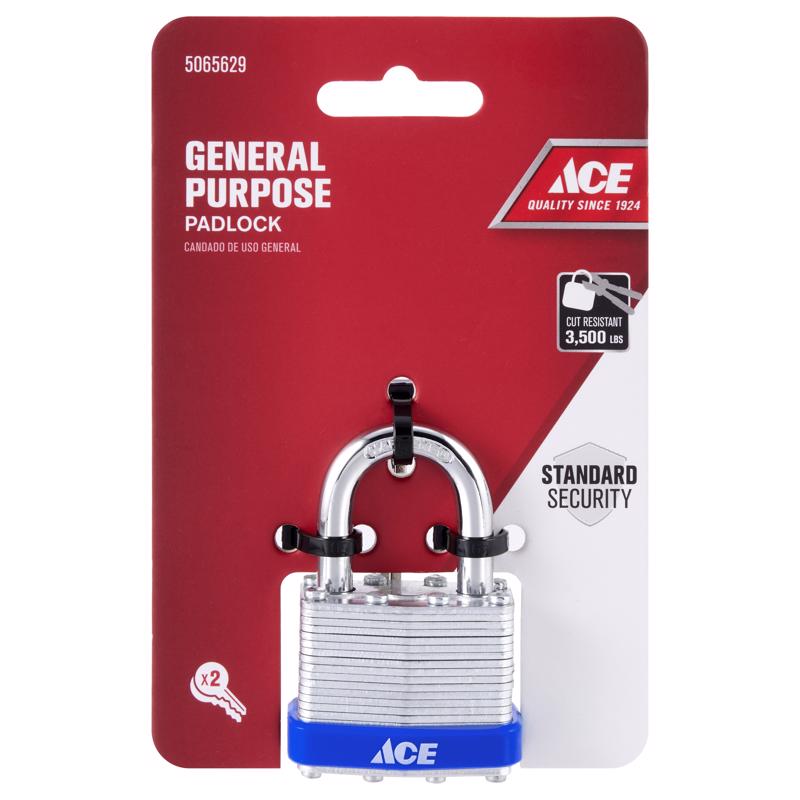 Ace 1 in. H X 1.72 in. W X 1.03 in. L Laminated Steel Double Locking Padlock