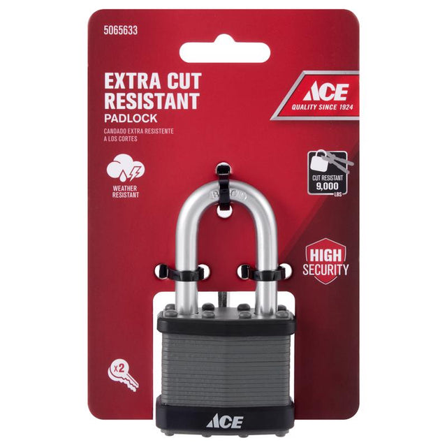 Ace 1-1/2 in. H X 1-3/4 in. W X 1  L Laminated Steel Double Locking Weather-Resistant Padlock