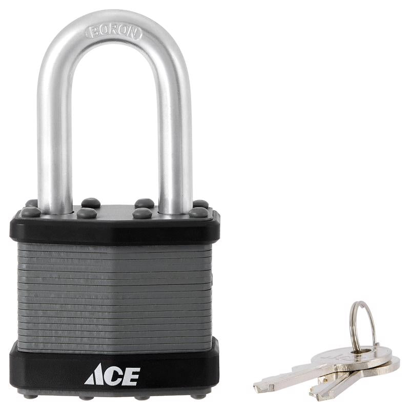 Ace 1-1/2 in. H X 1-3/4 in. W X 1  L Laminated Steel Double Locking Weather-Resistant Padlock
