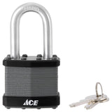 Ace 1-1/2 in. H X 1-3/4 in. W X 1  L Laminated Steel Double Locking Weather-Resistant Padlock