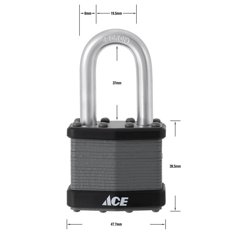Ace 1-1/2 in. H X 1-3/4 in. W X 1  L Laminated Steel Double Locking Weather-Resistant Padlock