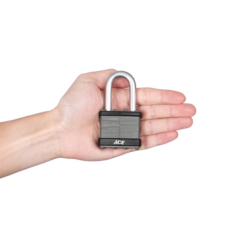 Ace 1-1/2 in. H X 1-3/4 in. W X 1  L Laminated Steel Double Locking Weather-Resistant Padlock