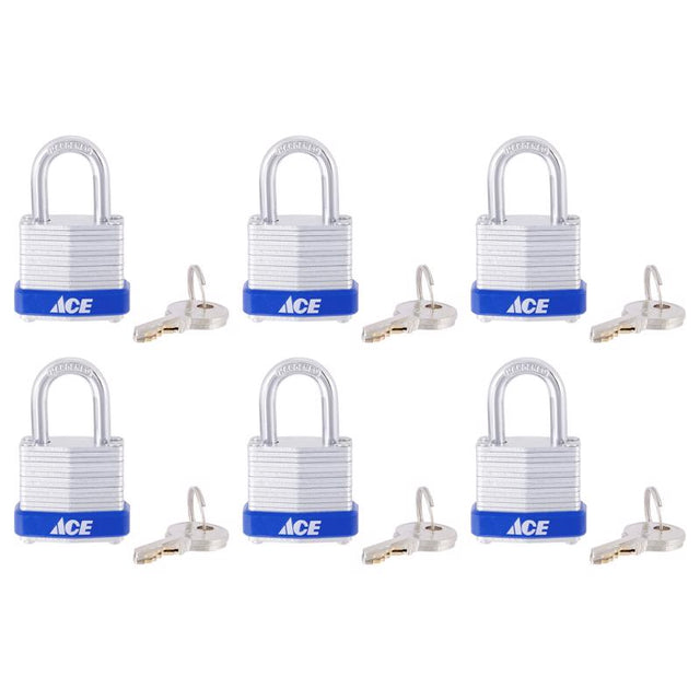 Ace 1-1/8 in. H X 1-1/4 in. W X 13/16  L Laminated Steel 4-Pin Tumbler Padlock