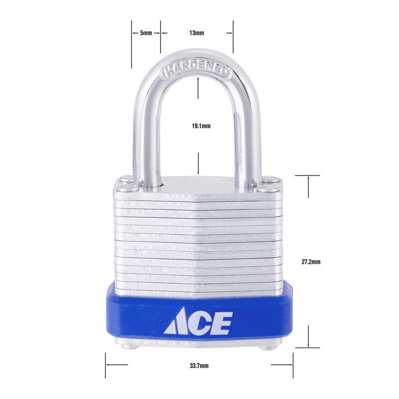 Ace 1-1/8 in. H X 1-1/4 in. W X 13/16  L Laminated Steel 4-Pin Tumbler Padlock