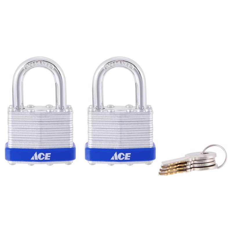 Ace 1-1/4 in. H X 1-1/2 in. W X 1  L Laminated Steel 4-Pin Tumbler Padlock