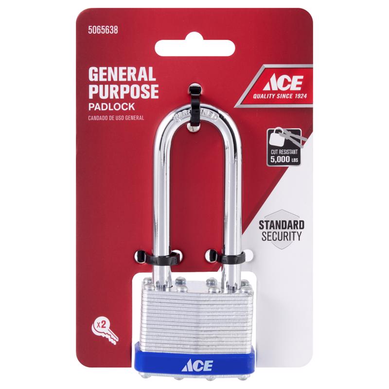 Ace 1-1/2 in. H X 1-3/4 in. W X 1  L Laminated Steel 4-Pin Tumbler Padlock