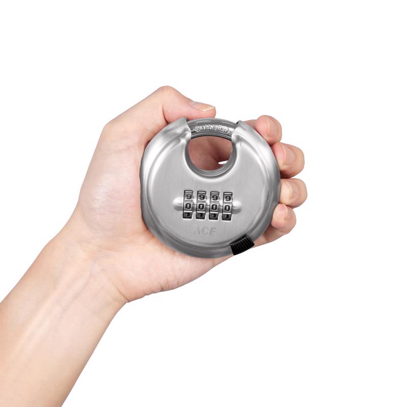 Ace 1-7/8 in. H X 3 in. W X 7/8  L Stainless Steel 4-Digit Combination Disk Padlock