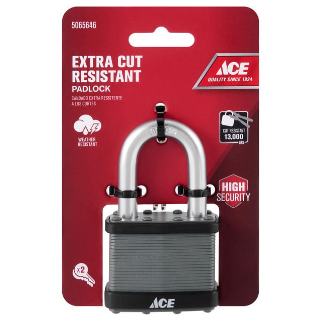 Ace 1-3/4 in. H X 2 in. W Laminated Steel 4-Pin Tumbler Weather-Resistant Padlock