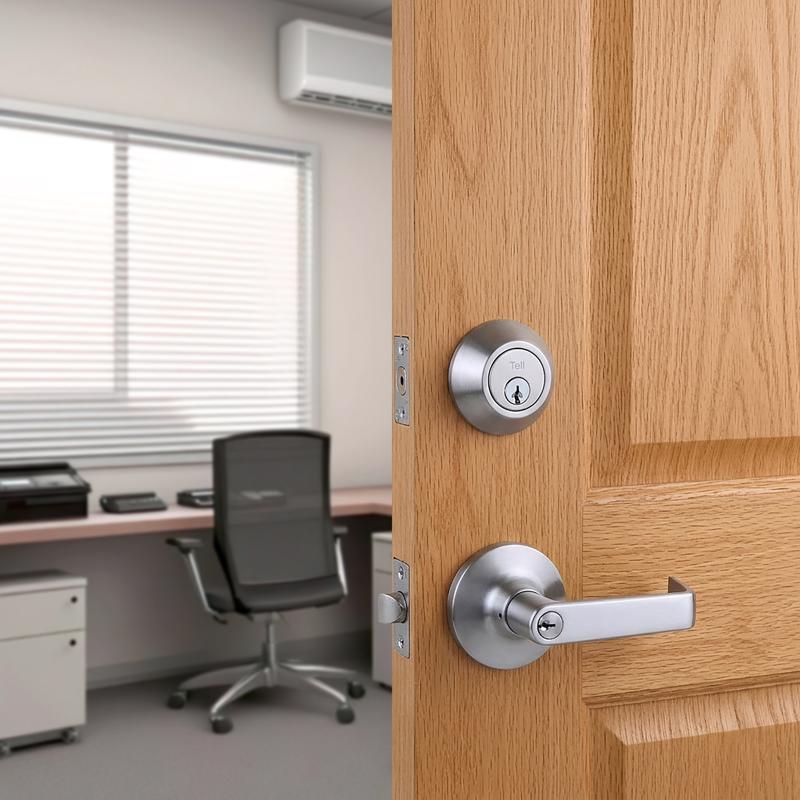 Tell Manufacturing Satin Chrome Entry Lever and Deadbolt Set N/A 1-3/4 in.