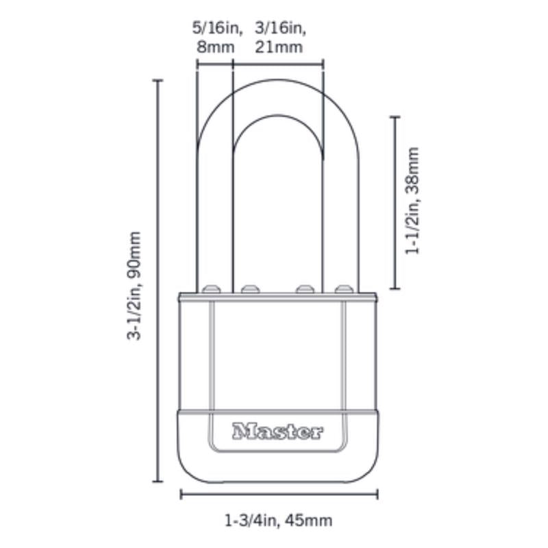 Master Lock Elite 1.75 in. W X 3.5 in. L Laminated Steel 5-Pin Cylinder Padlock