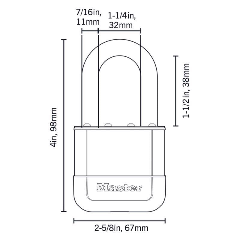 Master Lock Elite 2.625 in. W X 4 in. L Laminated Steel 5-Pin Cylinder Padlock