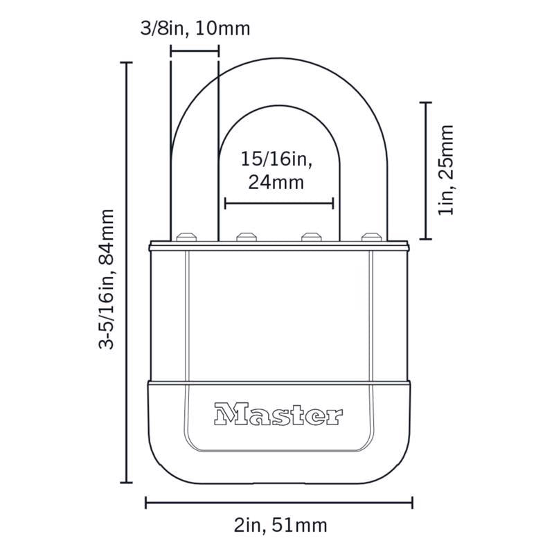 Master Lock Elite 2 in. W X 3.31 in. L Laminated Steel 5-Pin Cylinder Padlock