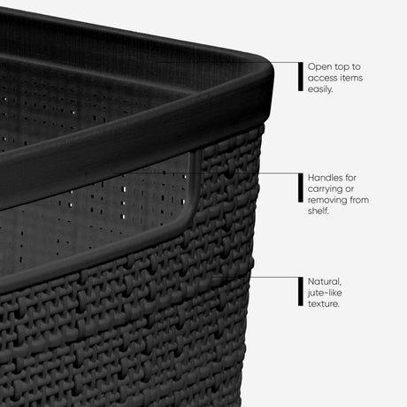 Curver Large 18 L Black Woven Basket 9.1 in. H X 11.0 in. W X 14.2 in. D