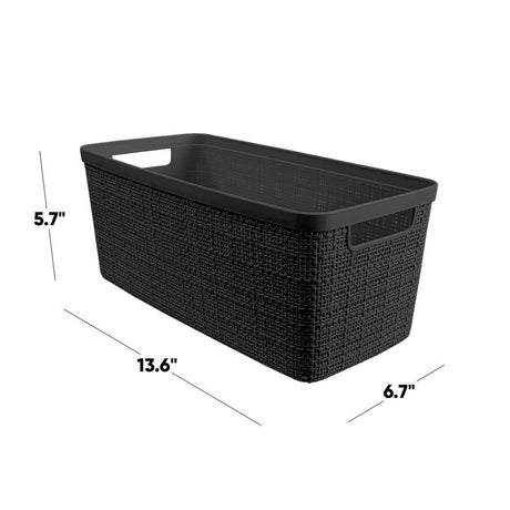 Curver Slim 6.8 L Black Woven Basket 5.7 in. H X 6.7 in. W X 13.6 in. D