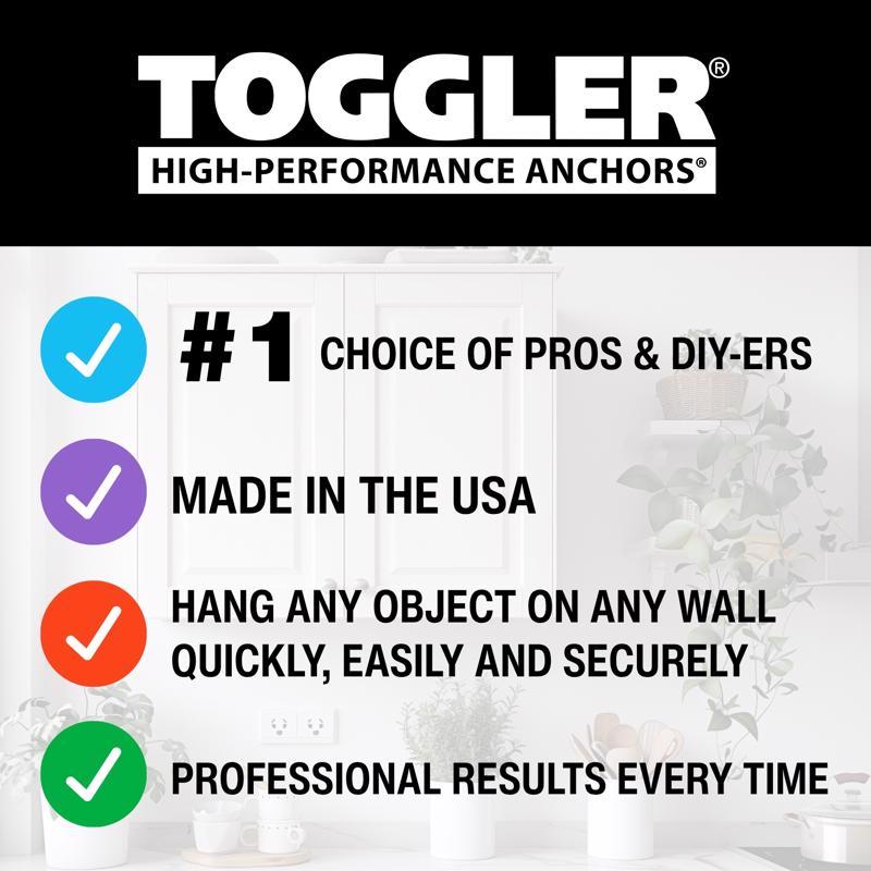 Toggler assorted in. D X assorted in. L Plastic/Steel Flat Head Drywall Anchors 44 pc