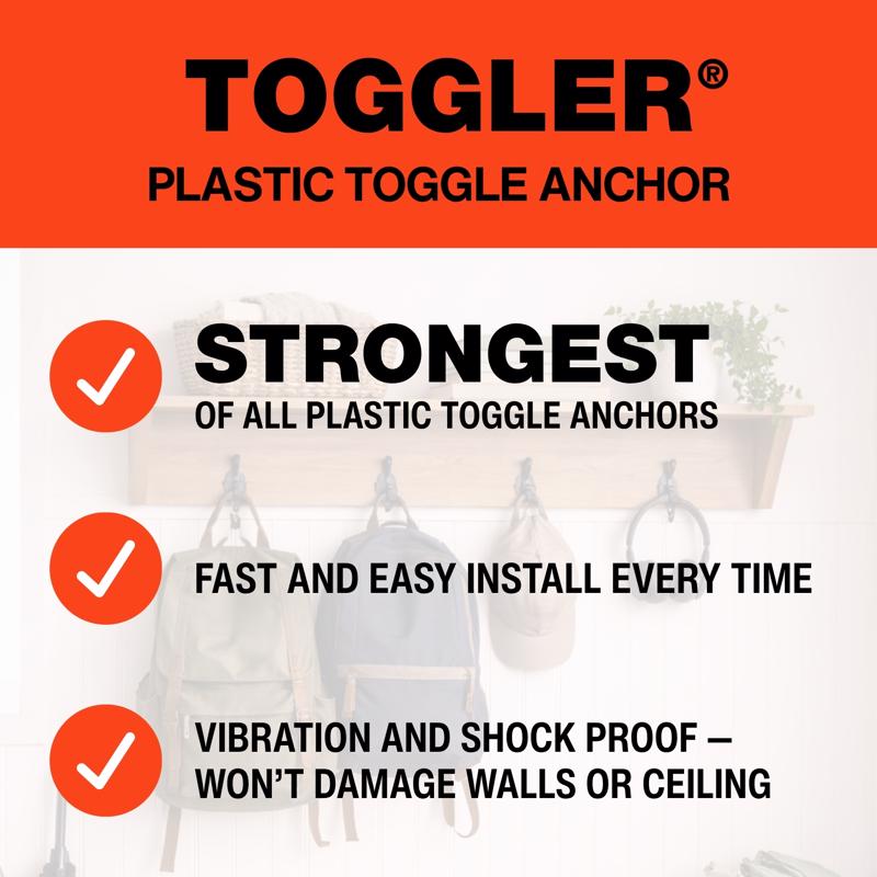 Toggler 3/4 in. D X 1-13/16 in. L Plastic Flat Head Drywall Anchors 5 pc