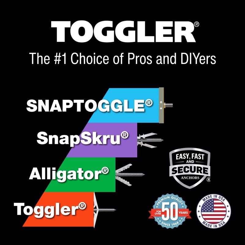 Toggler 1/4 in. D X 1-3/16 in. L Plastic Flat Head Drywall Anchors 20 each