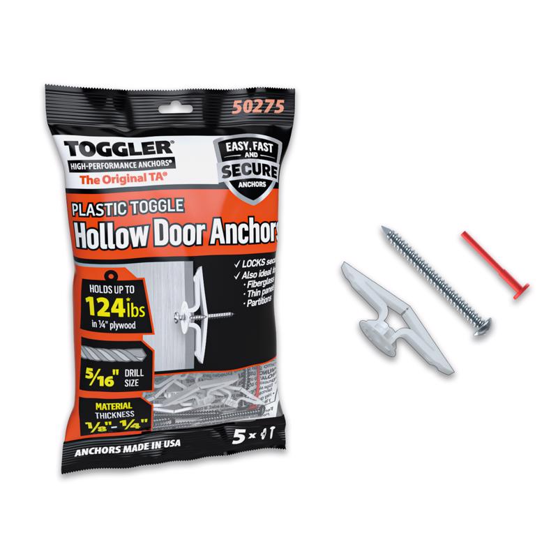 Toggler 7/16 in. D X 1-1/2 in. L Plastic Flat Head Drywall Anchors 5 pc