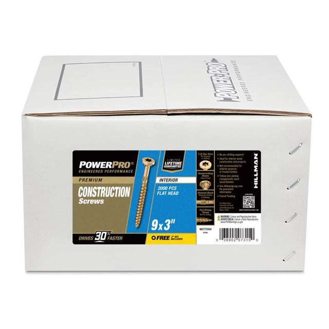 Power Pro No. 9 Ga. X 3 in. L Star Flat Head Coarse Construction Screws