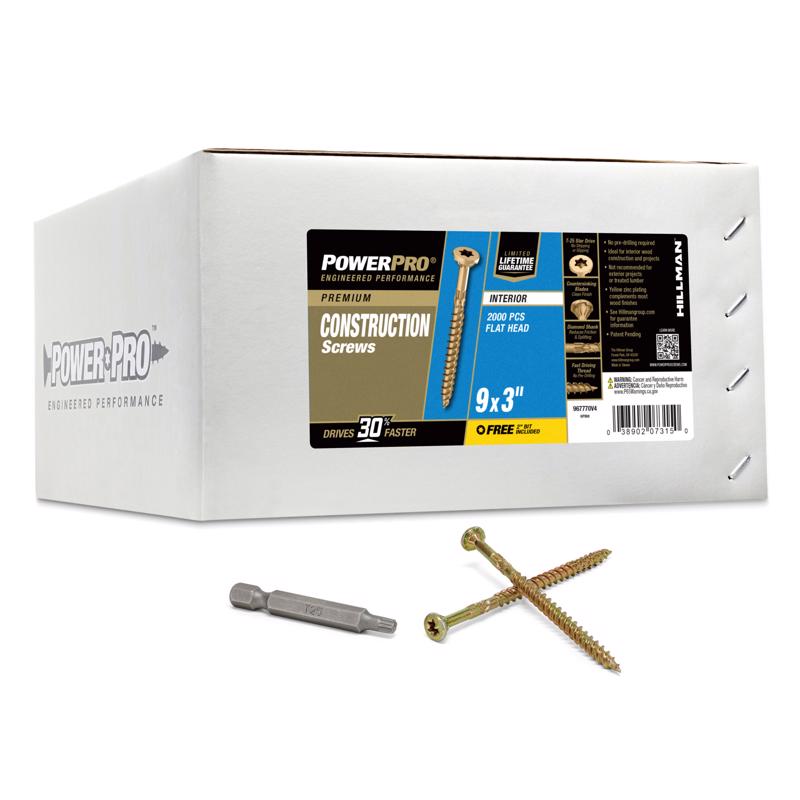 Power Pro No. 9 Ga. X 3 in. L Star Flat Head Coarse Construction Screws