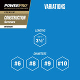 Power Pro No. 9 Ga. X 3 in. L Star Flat Head Coarse Construction Screws
