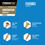 Power Pro No. 9 Ga. X 3 in. L Star Flat Head Coarse Construction Screws