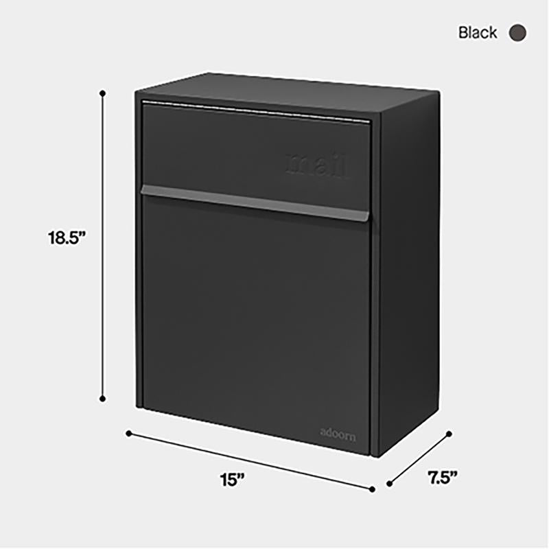 Adoorn Galvanized Steel Wall Mount Black Mailbox