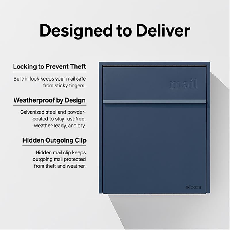 Adoorn Galvanized Steel Wall Mount Blue Mailbox