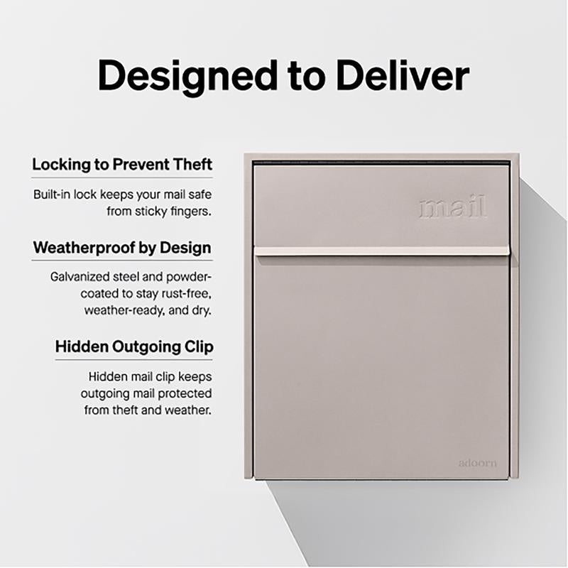 Adoorn Galvanized Steel Wall Mount Sand Stone Mailbox