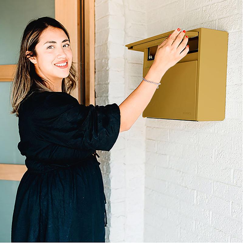 Adoorn Locking Galvanized Steel Wall Mount Yellow Mailbox