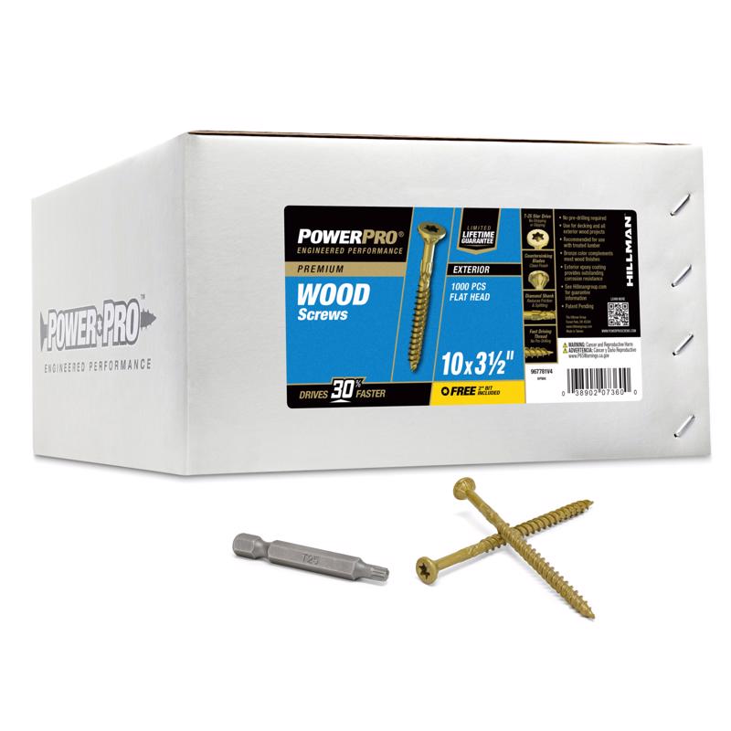Power Pro No. 10 Ga. X 3-1/2 in. L Bronze Star Flat Head Deck Screws