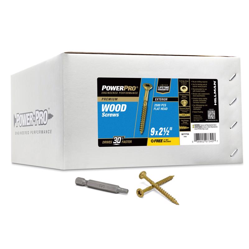 Power Pro No. 9 Ga. X 2-1/2 in. L Bronze Star Flat Head Deck Screws