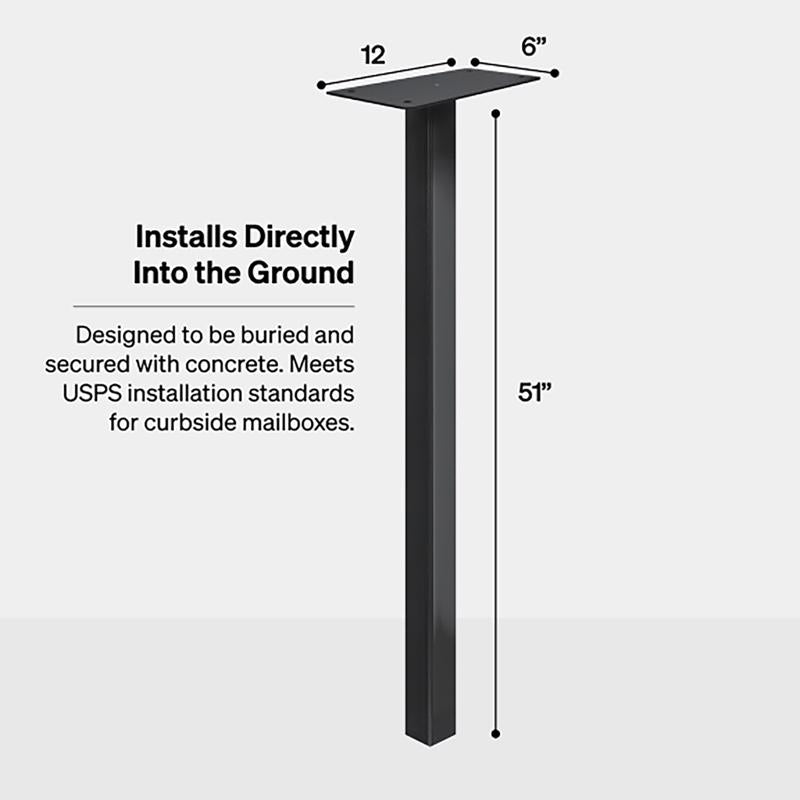 Adoorn 51 in. Black Galvanized Steel Mailbox Post