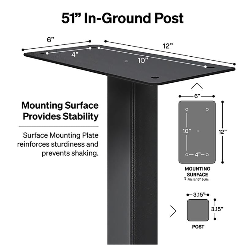 Adoorn 51 in. Black Galvanized Steel Mailbox Post