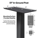 Adoorn 51 in. Black Galvanized Steel Mailbox Post