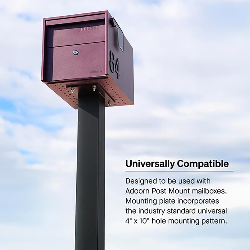 Adoorn 51 in. Black Galvanized Steel Mailbox Post