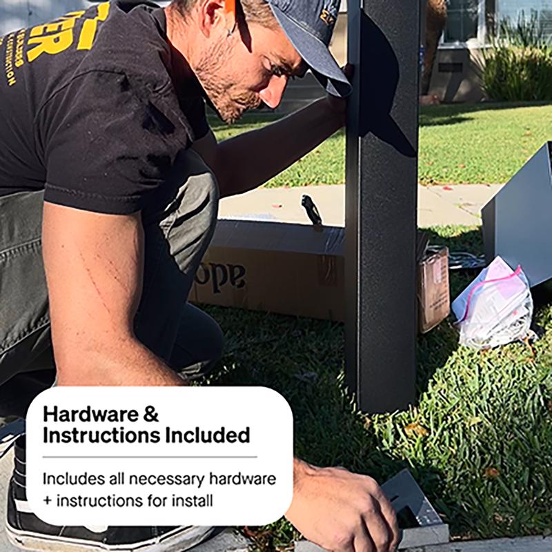 Adoorn 51 in. Black Galvanized Steel Mailbox Post