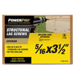 PowerPro 5/16 in. X 3 1/2 in. L Star Carbon Steel Lag Screw 50 pk