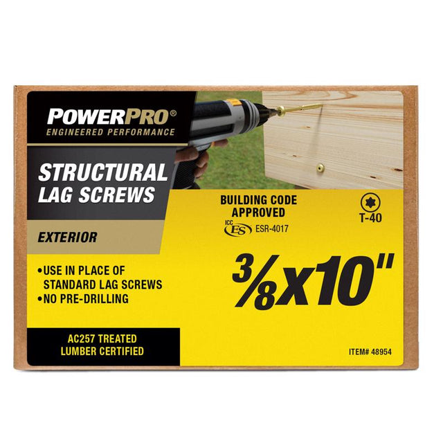 PowerPro 3/8 in. X 10 in. L Star Carbon Steel Lag Screw 1 pk